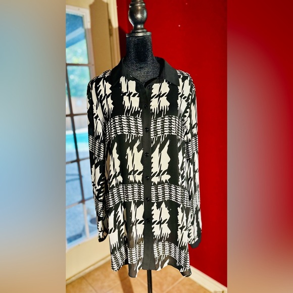 JOSEPH RIBKOFF 224292 WHITE/BLACK LDS BLOUSE, SIZE 12 - Picture 1 of 11